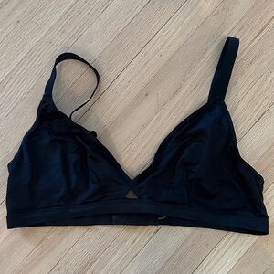 Victorias Secret Black Satin-Like Triangle Bralette - Large